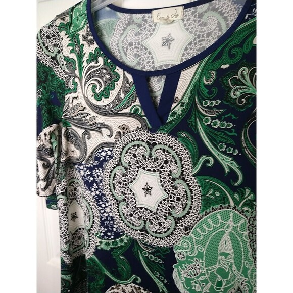 Emi & Joe Short Ruffle Sleeve V Neck Art To Wear Blouse. Size S - Picture 5 of 9